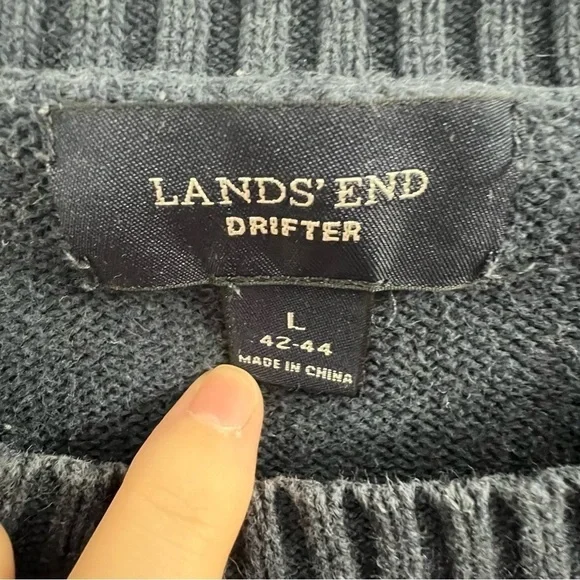 Land’s End Drifter Cotton Sweater, Navy size‎ Large - Picture 2 of 5